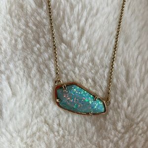 Kendra Scott Cami Necklace Aqua Kyocera Opal Gold